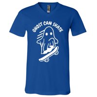 Ghost Can Skate Halloween Skateboarding Funny Gift V-Neck T-Shirt