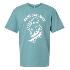 Ghost Can Skate Halloween Skateboarding Funny Gift Sueded Cloud Jersey T-Shirt