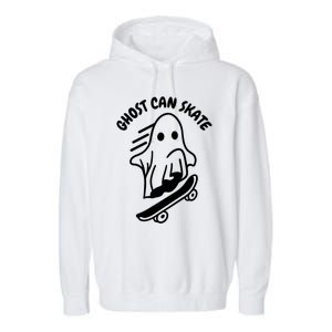 Ghost Can Skate Halloween Skateboarding Funny Gift Garment-Dyed Fleece Hoodie