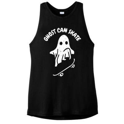 Ghost Can Skate Halloween Costume Ghoul Skateboard Skater Gift Ladies PosiCharge Tri-Blend Wicking Tank