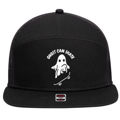 Ghost Can Skate Halloween Costume Ghoul Skateboard Skater Gift 7 Panel Mesh Trucker Snapback Hat