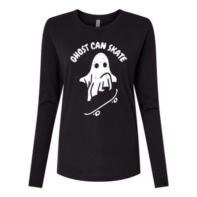 Ghost Can Skate Halloween Costume Ghoul Skateboard Skater Gift Womens Cotton Relaxed Long Sleeve T-Shirt