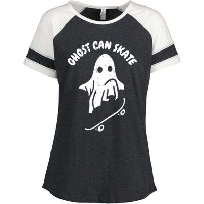 Ghost Can Skate Halloween Costume Ghoul Skateboard Skater Gift Enza Ladies Jersey Colorblock Tee