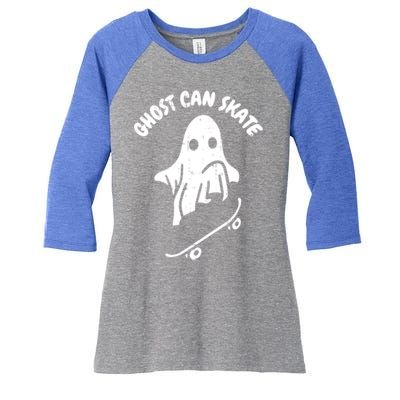 Ghost Can Skate Halloween Costume Ghoul Skateboard Skater Gift Women's Tri-Blend 3/4-Sleeve Raglan Shirt