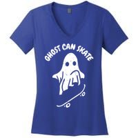 Ghost Can Skate Halloween Costume Ghoul Skateboard Skater Gift Women's V-Neck T-Shirt