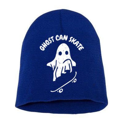 Ghost Can Skate Halloween Costume Ghoul Skateboard Skater Gift Short Acrylic Beanie