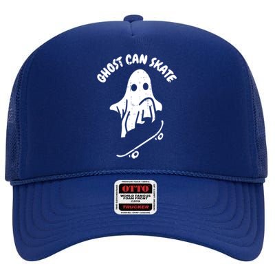 Ghost Can Skate Halloween Costume Ghoul Skateboard Skater Gift High Crown Mesh Back Trucker Hat