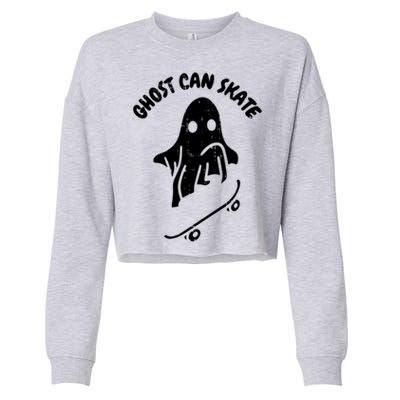 Ghost Can Skate Halloween Costume Ghoul Skateboard Skater Gift Cropped Pullover Crew