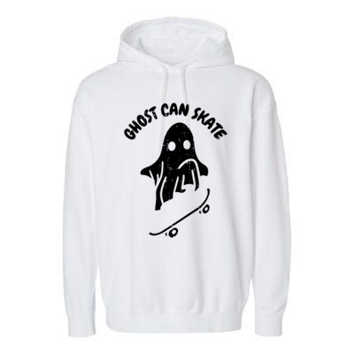 Ghost Can Skate Halloween Costume Ghoul Skateboard Skater Gift Garment-Dyed Fleece Hoodie