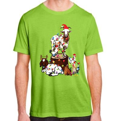 Goat Chicken Santa Hat Reindeer Christmas Lights Farm Animal Adult ChromaSoft Performance T-Shirt