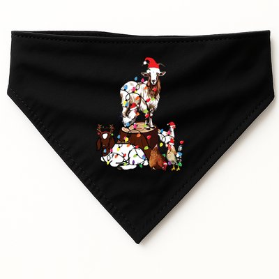 Goat Chicken Santa Hat Reindeer Christmas Lights Farm Animal USA-Made Doggie Bandana