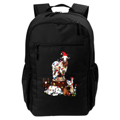 Goat Chicken Santa Hat Reindeer Christmas Lights Farm Animal Backpack