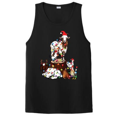 Goat Chicken Santa Hat Reindeer Christmas Lights Farm Animal PosiCharge Competitor Tank