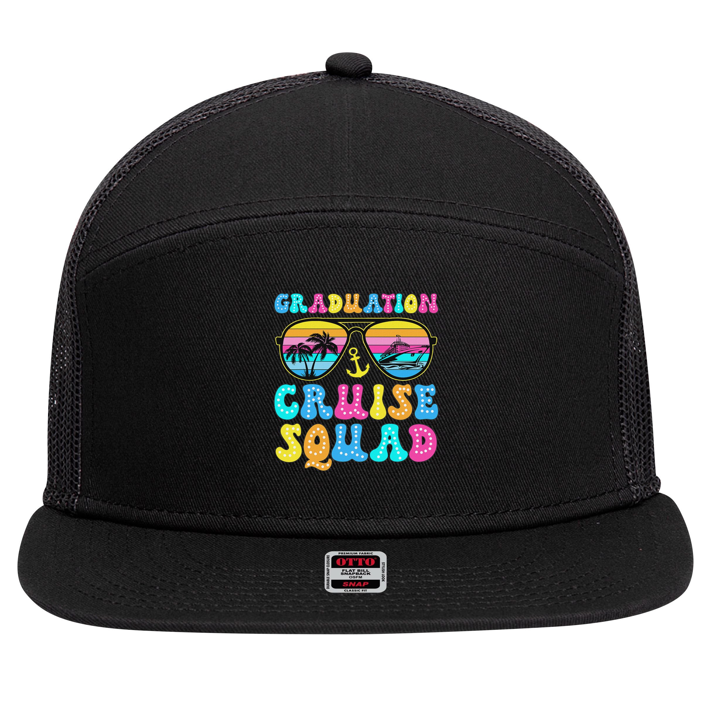 Graduation Cruise Squad Funny Cruising Graduation 2024 7 Panel Mesh Trucker Snapback Hat