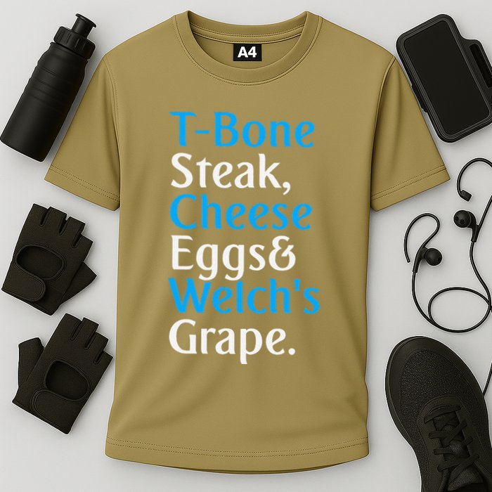 Guest Check Tbone Steak Cheese Eggs WelchS Grape Cooling Performance Crew T-Shirt