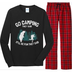 Go Camping They Said ItLl Be Fun Outdoor Joke Bear Camper Long Sleeve Pajama Set