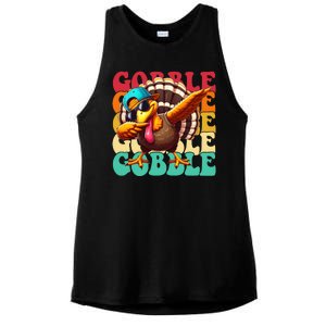 Gobble Cool Turkey Day Thanksgiving Retro Ladies PosiCharge Tri-Blend Wicking Tank