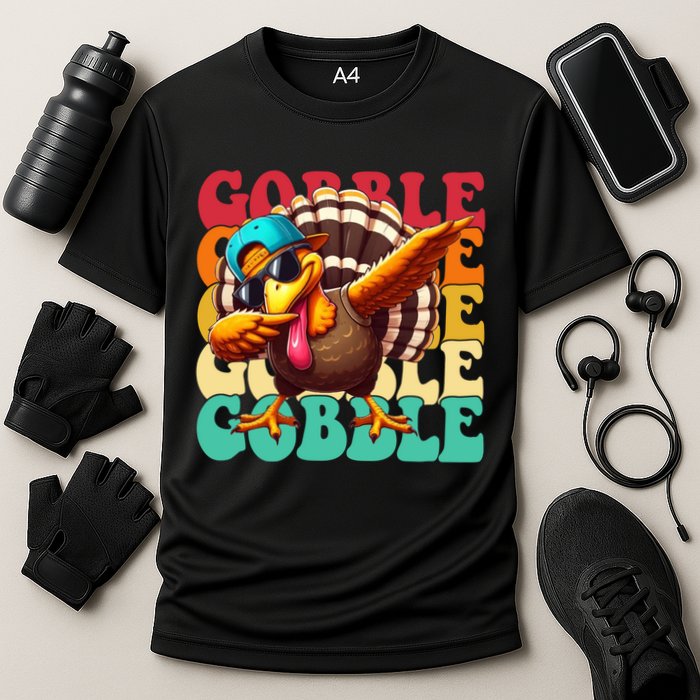 Gobble Cool Turkey Day Thanksgiving Retro Cooling Performance Crew T-Shirt