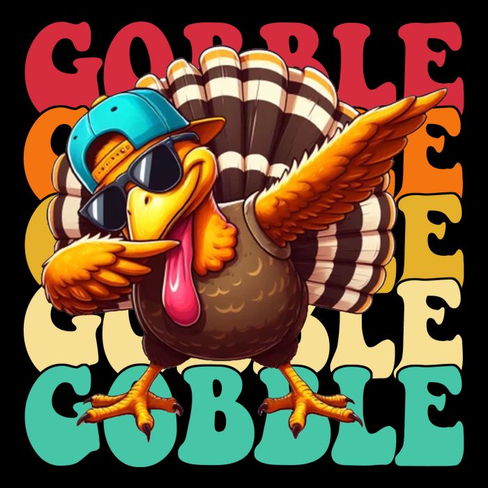 Gobble Cool Turkey Day Thanksgiving Retro Cooling Performance Crew T-Shirt