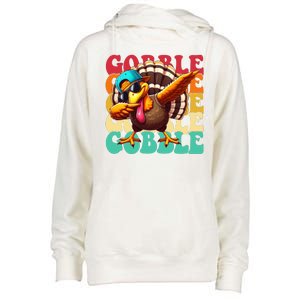 Gobble Cool Turkey Day Thanksgiving Retro Womens Funnel Neck Pullover Hood