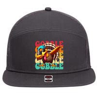 Gobble Cool Turkey Day Thanksgiving Retro 7 Panel Mesh Trucker Snapback Hat
