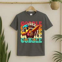 Gobble Cool Turkey Day Thanksgiving Retro T-Shirt