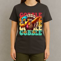 Gobble Cool Turkey Day Thanksgiving Retro T-Shirt