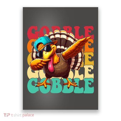 Gobble Cool Turkey Day Thanksgiving Retro Poster