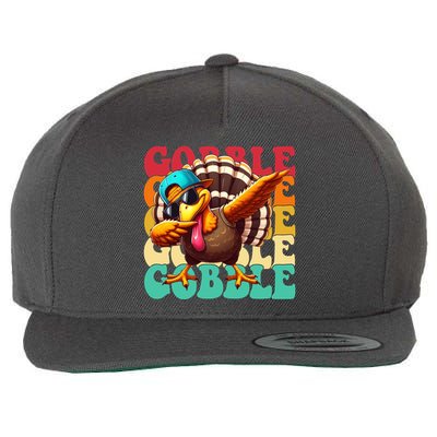 Gobble Cool Turkey Day Thanksgiving Retro Wool Snapback Cap