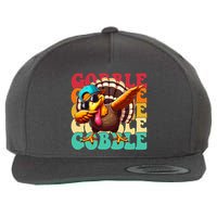Gobble Cool Turkey Day Thanksgiving Retro Wool Snapback Cap
