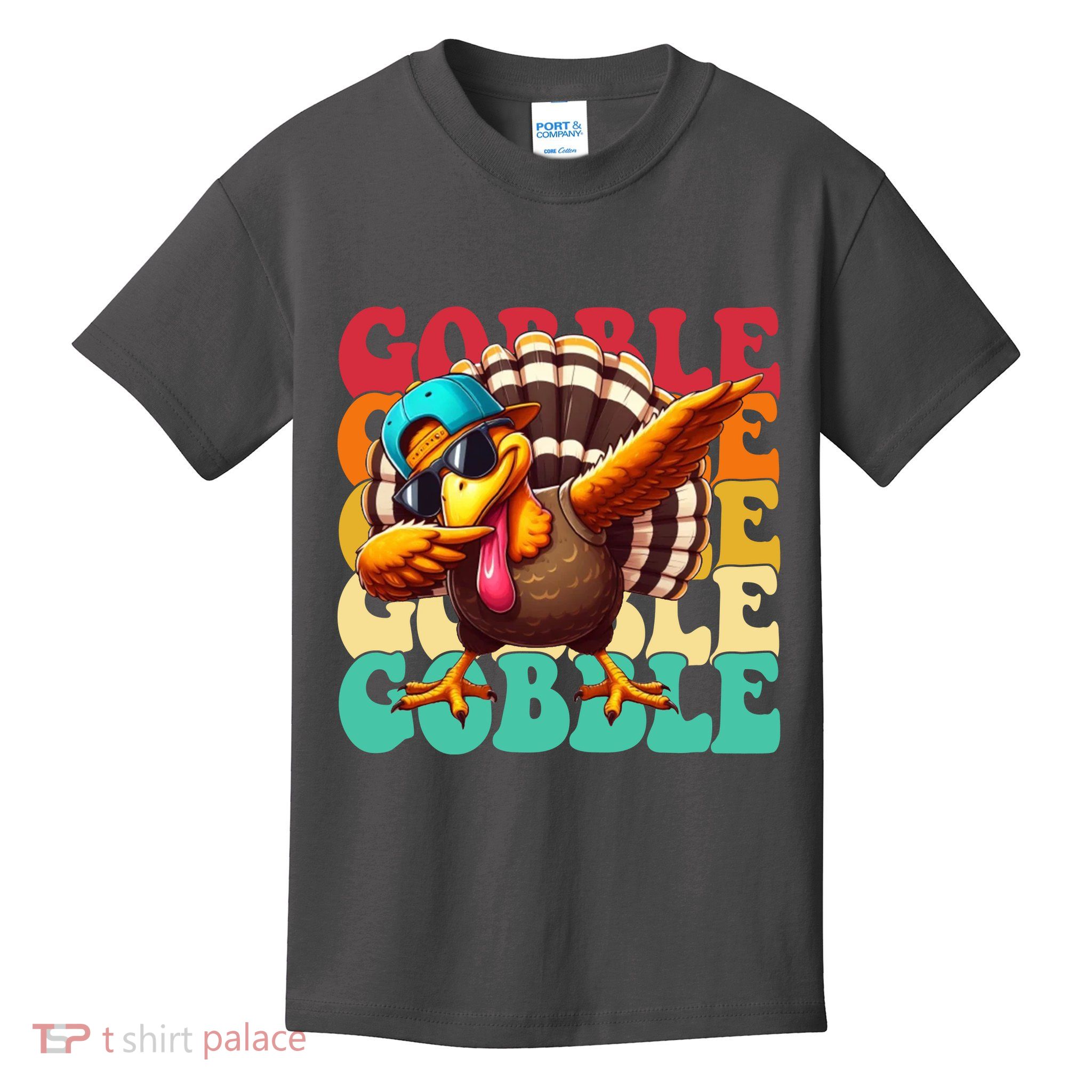 Gobble Cool Turkey Day Thanksgiving Retro Kids T-Shirt