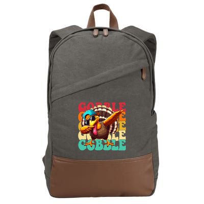 Gobble Cool Turkey Day Thanksgiving Retro Cotton Canvas Backpack