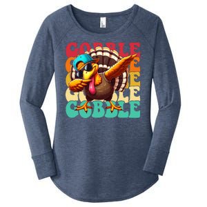 Gobble Cool Turkey Day Thanksgiving Retro Women's Perfect Tri Tunic Long Sleeve Shirt