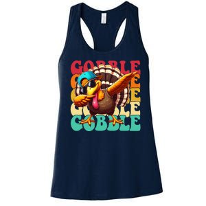 Gobble Cool Turkey Day Thanksgiving Retro Women's Racerback Tank