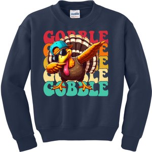 Gobble Cool Turkey Day Thanksgiving Retro Kids Sweatshirt