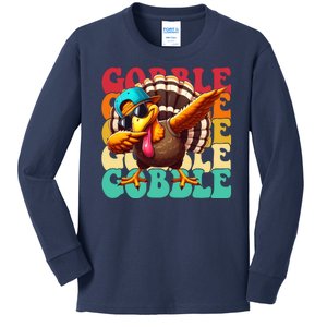 Gobble Cool Turkey Day Thanksgiving Retro Kids Long Sleeve Shirt