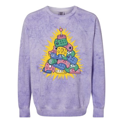 Gaming Christmas Tree Colorblast Crewneck Sweatshirt