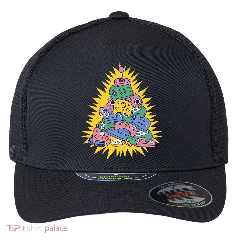 Gaming Christmas Tree Flexfit Unipanel Trucker Cap