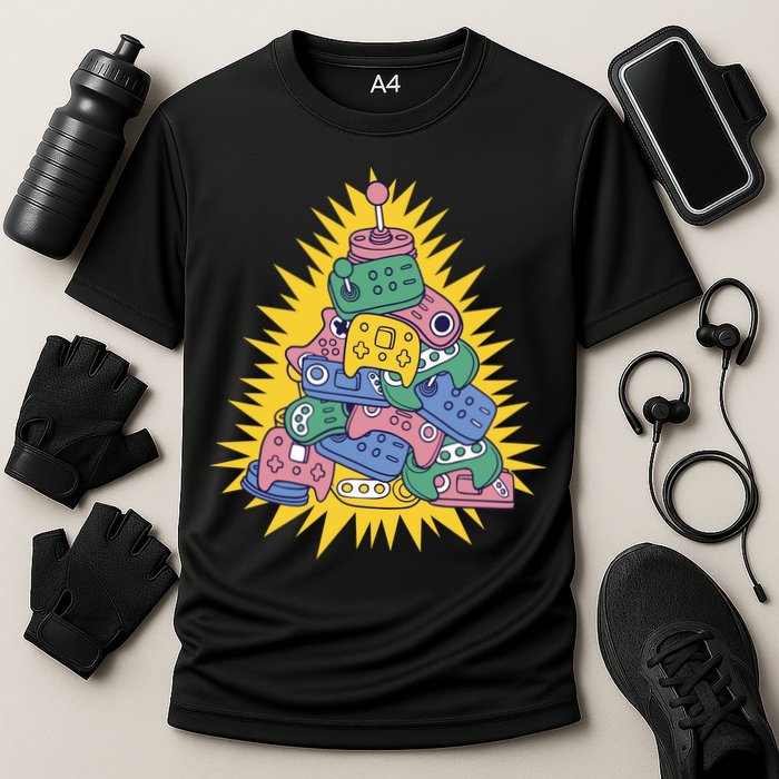 Gaming Christmas Tree Cooling Performance Crew T-Shirt
