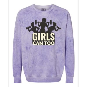 Girls Can Too Gym Workout Colorblast Crewneck Sweatshirt