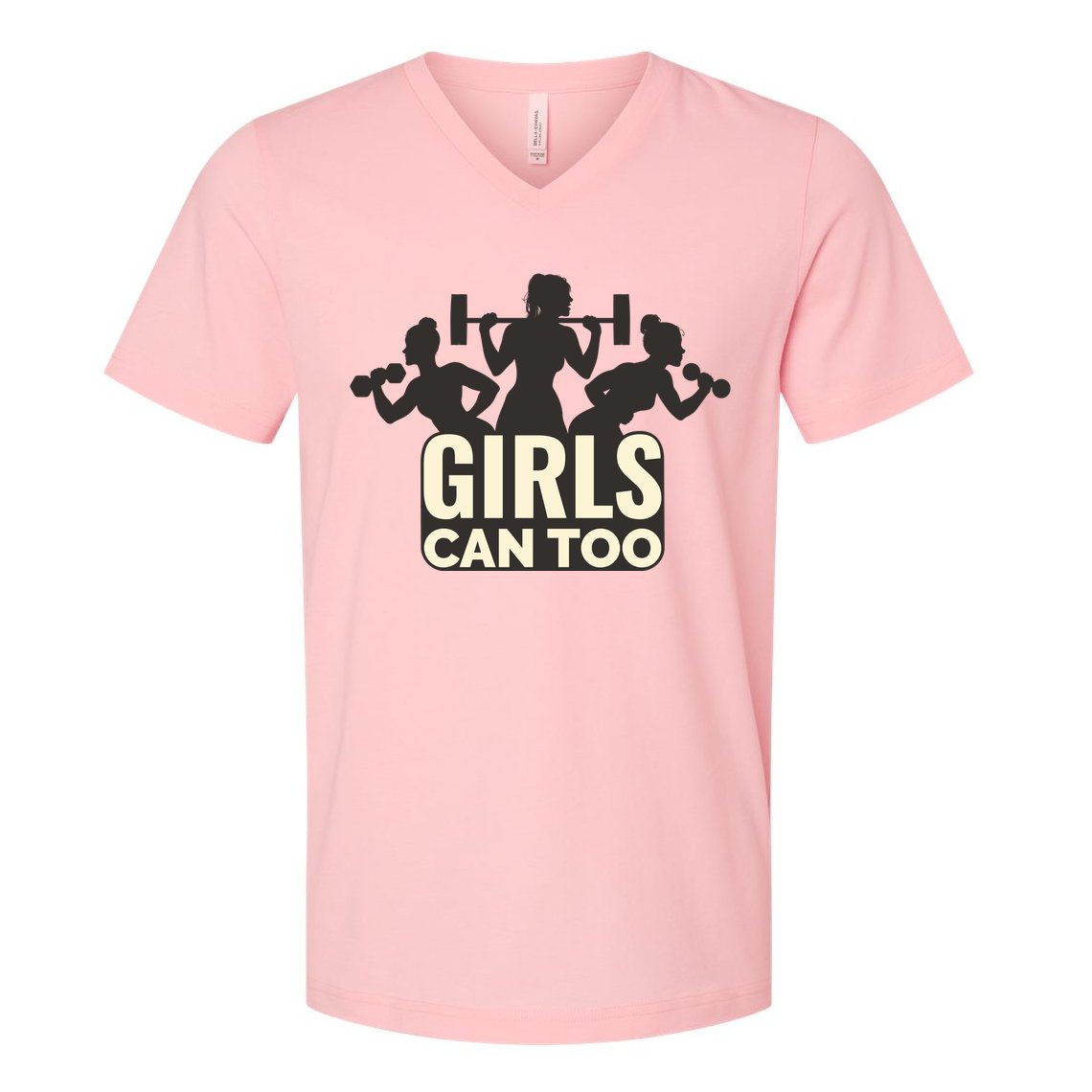 Girls Can Too Gym Workout V-Neck T-Shirt