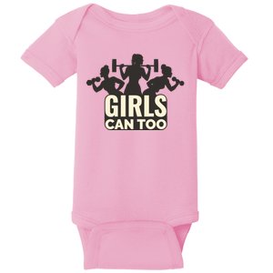 Girls Can Too Gym Workout Baby Bodysuit