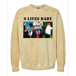 Groovy Cat Trump 9 Lives Baby Colorblast Crewneck Sweatshirt