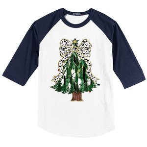 Girly Christmas Tree Bow Baseball Sleeve Shirt