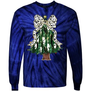 Girly Christmas Tree Bow Tie-Dye Long Sleeve Shirt