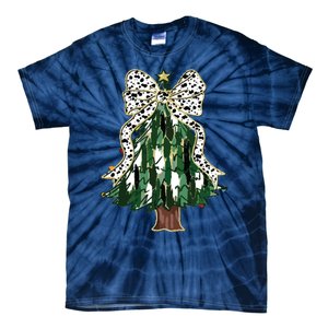 Girly Christmas Tree Bow Tie-Dye T-Shirt