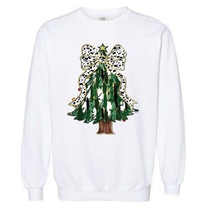 Girly Christmas Tree Bow Garment-Dyed Sweatshirt