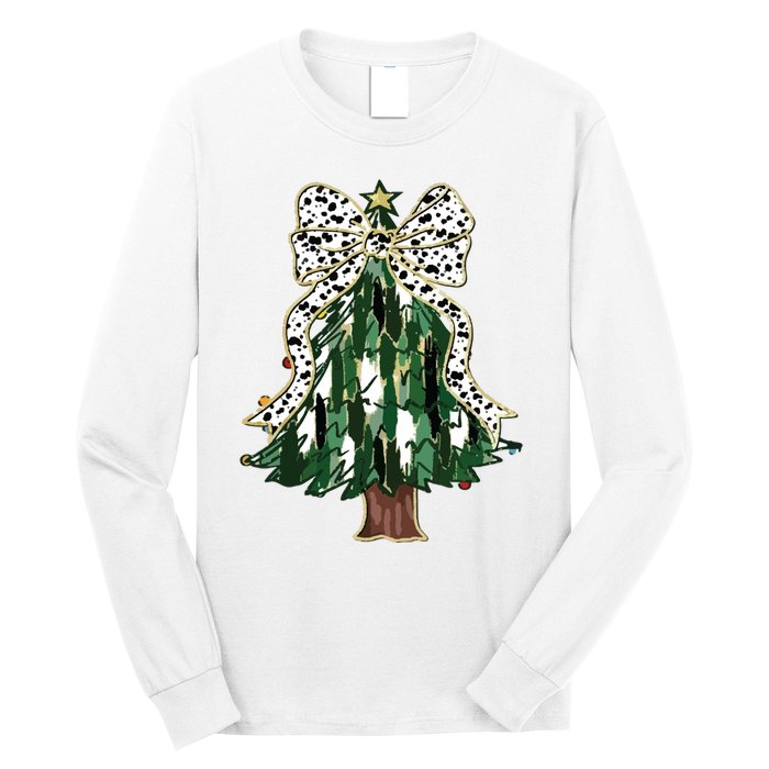 Girly Christmas Tree Bow Long Sleeve Shirt