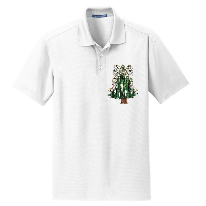 Girly Christmas Tree Bow Dry Zone Grid Polo