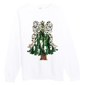 Girly Christmas Tree Bow Premium Crewneck Sweatshirt